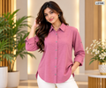 Premium Ladies Solid Textured Roll-Up Sleeve Long Shirt -LD166
