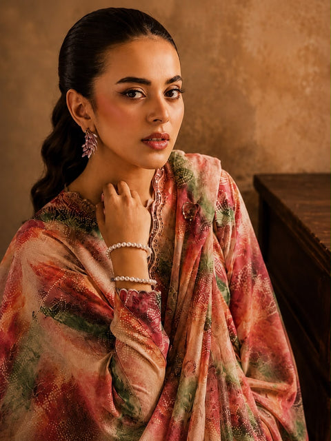 Luxury Digital Printed Lawn Unstitched Three Piece Set -C536