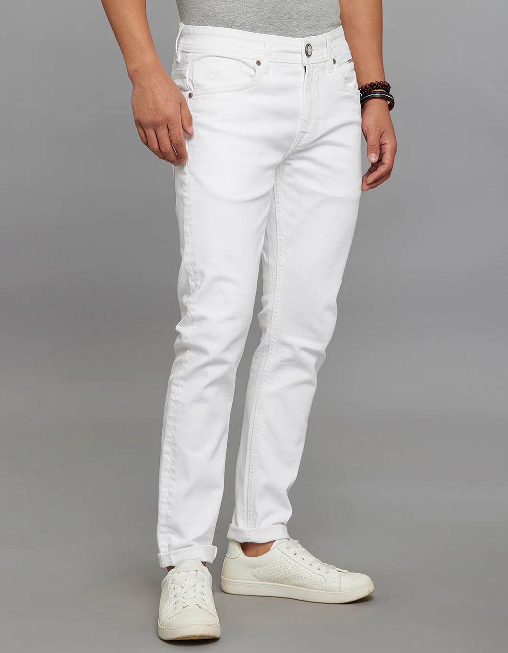Rookies Denim Tapered Ankle-Length Stretch Jeans - White RJ6284