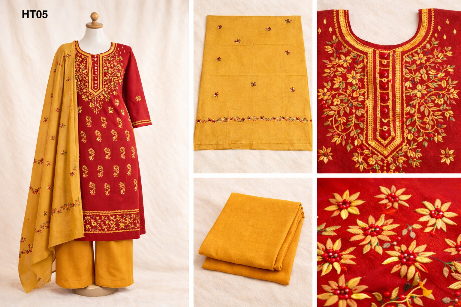 Handcrafted Embroidered Three Piece Set HT05