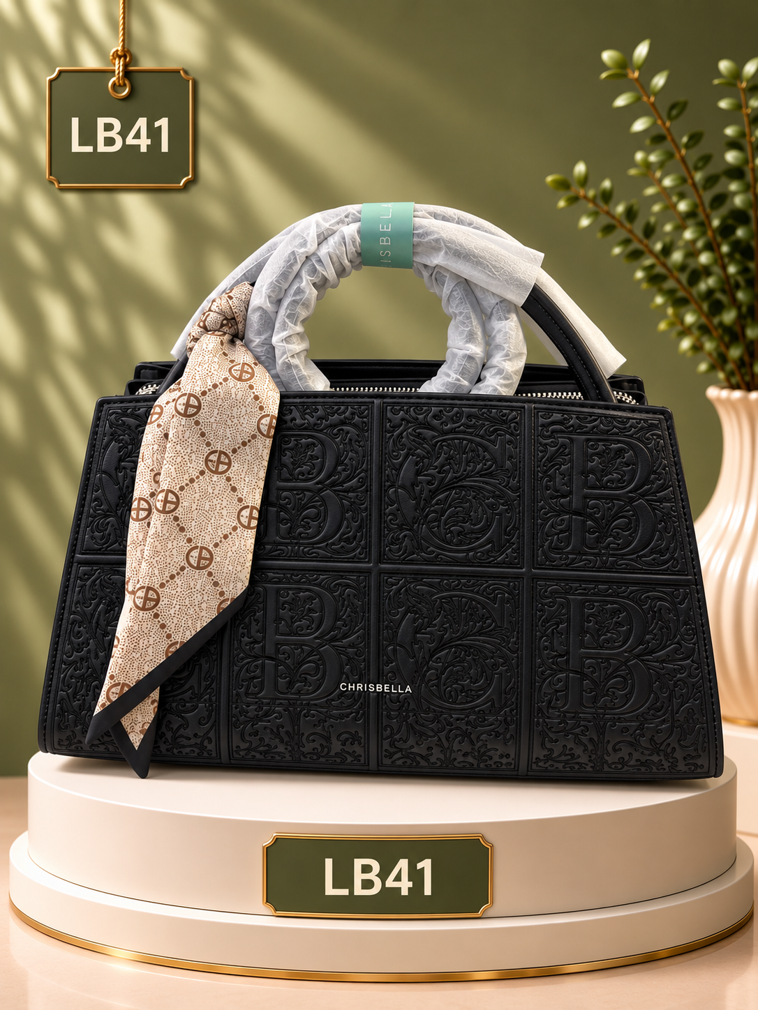 Premium Embossed Structured Handbag – LB41