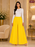 Luxury Sun Yellow Wide-Leg Palazzo Pants-LD13