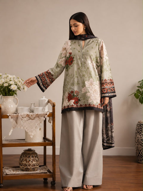 Luxury Digital Printed Lawn Unstitched Three Piece Set -C550