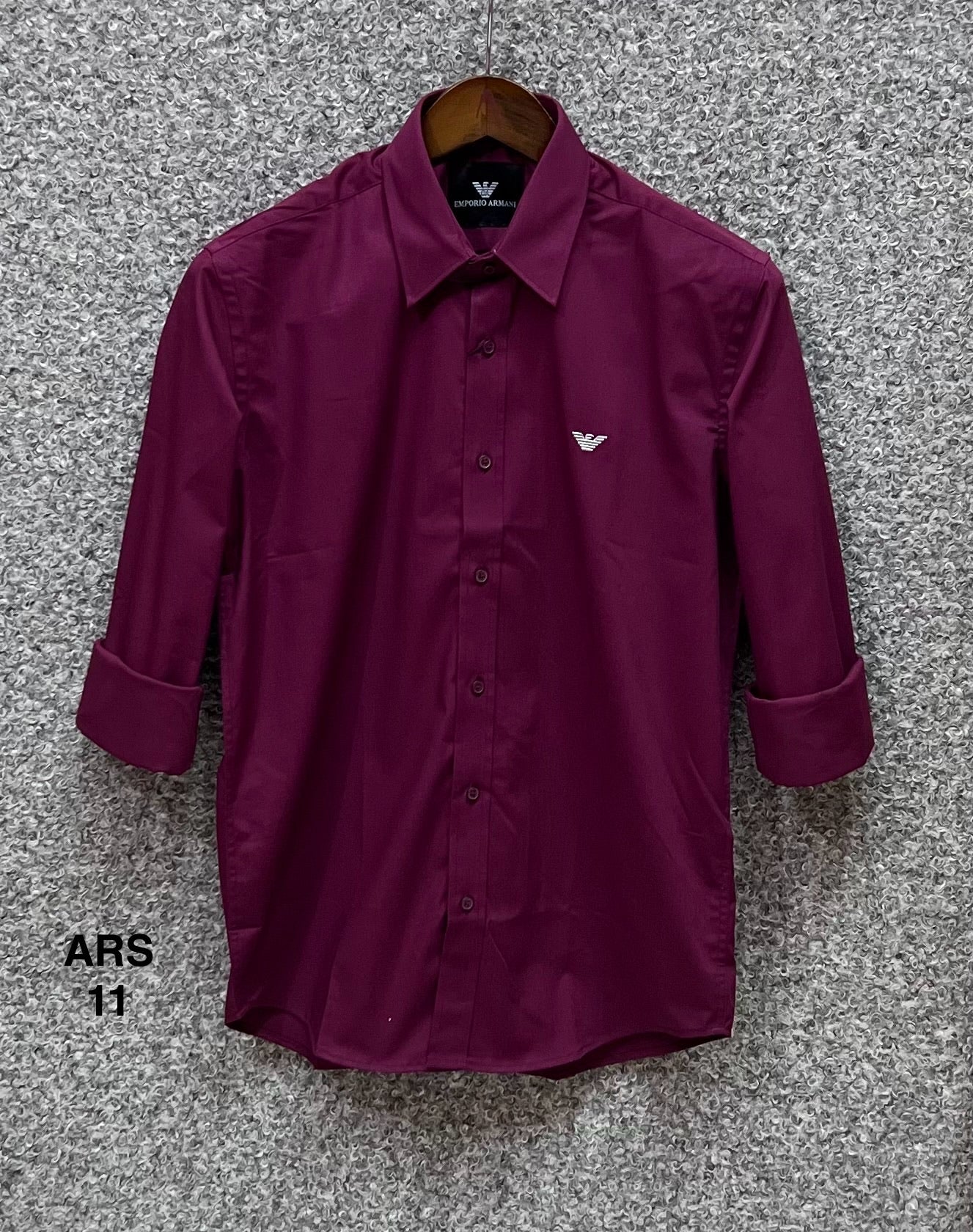 Iconic Solid Shirt ARMS 11 matching button maroon