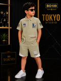 Boys’ Premium Graphic Polo T-Shirt & Shorts Set – BO109