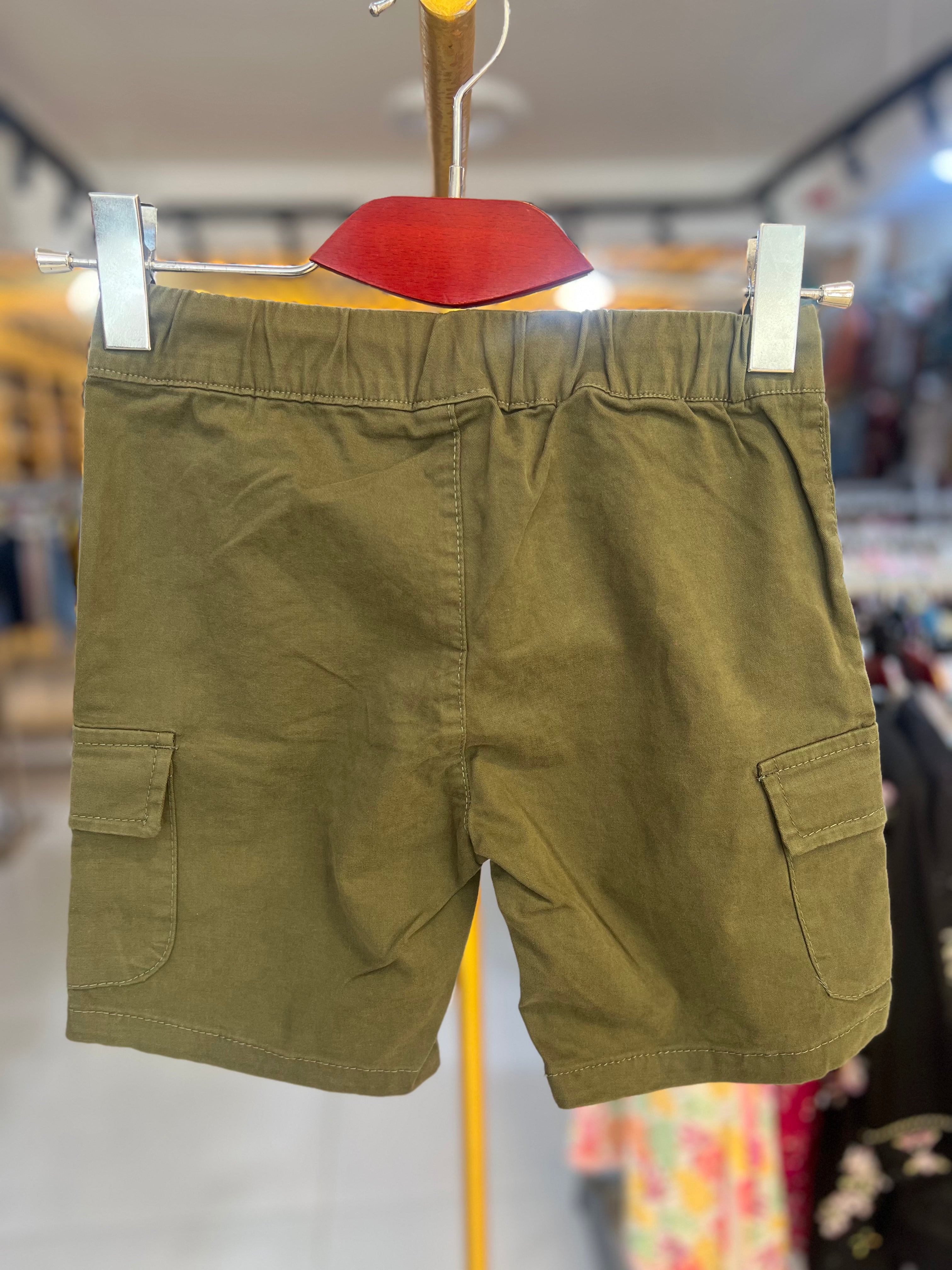 Premium Boys Casual Shorts Olive Green-C74