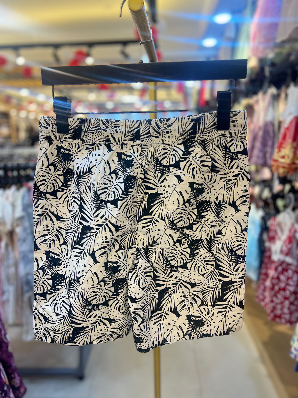 Premium Boys Casual Shorts Black & White Tropical Print-C46