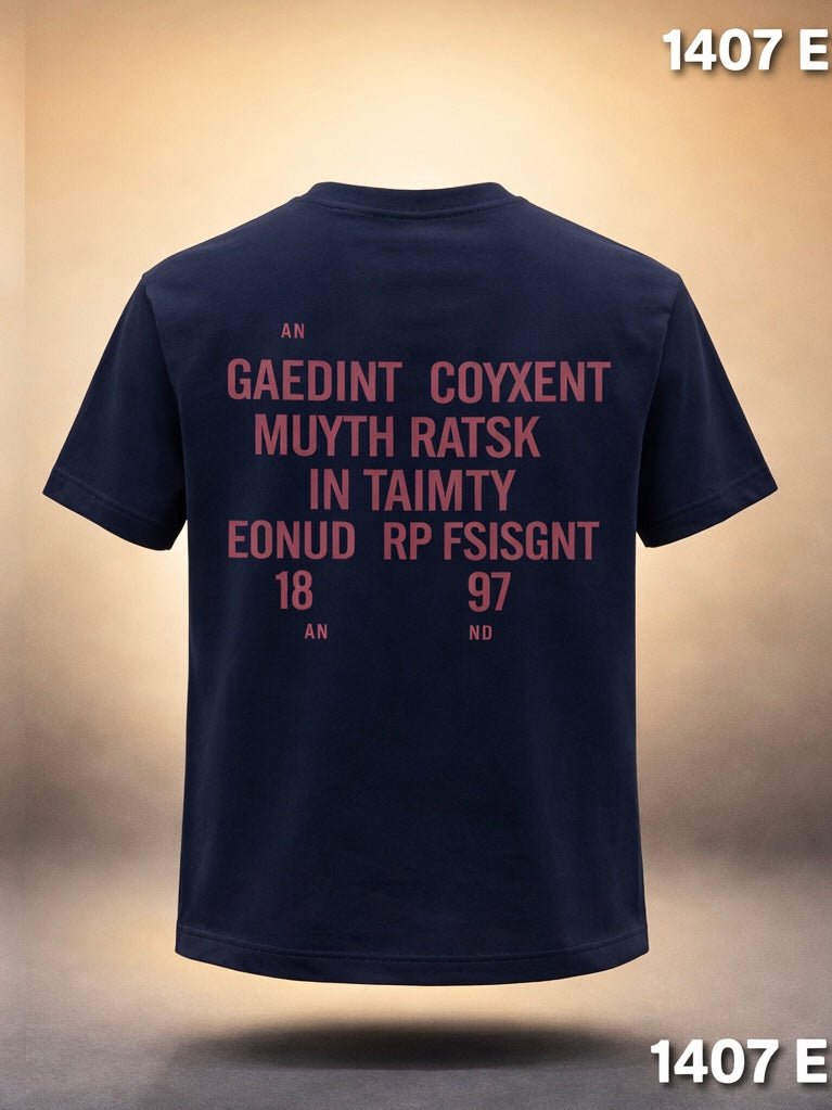 Gatsby Typography Printed T-Shirt for Men – Premium Cotton Regular Fit 1407 E- navy