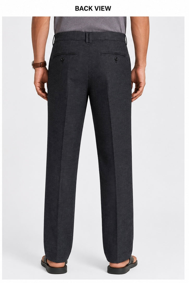 GATSBY Mens Textured Navy Slim Fit Formal Pants