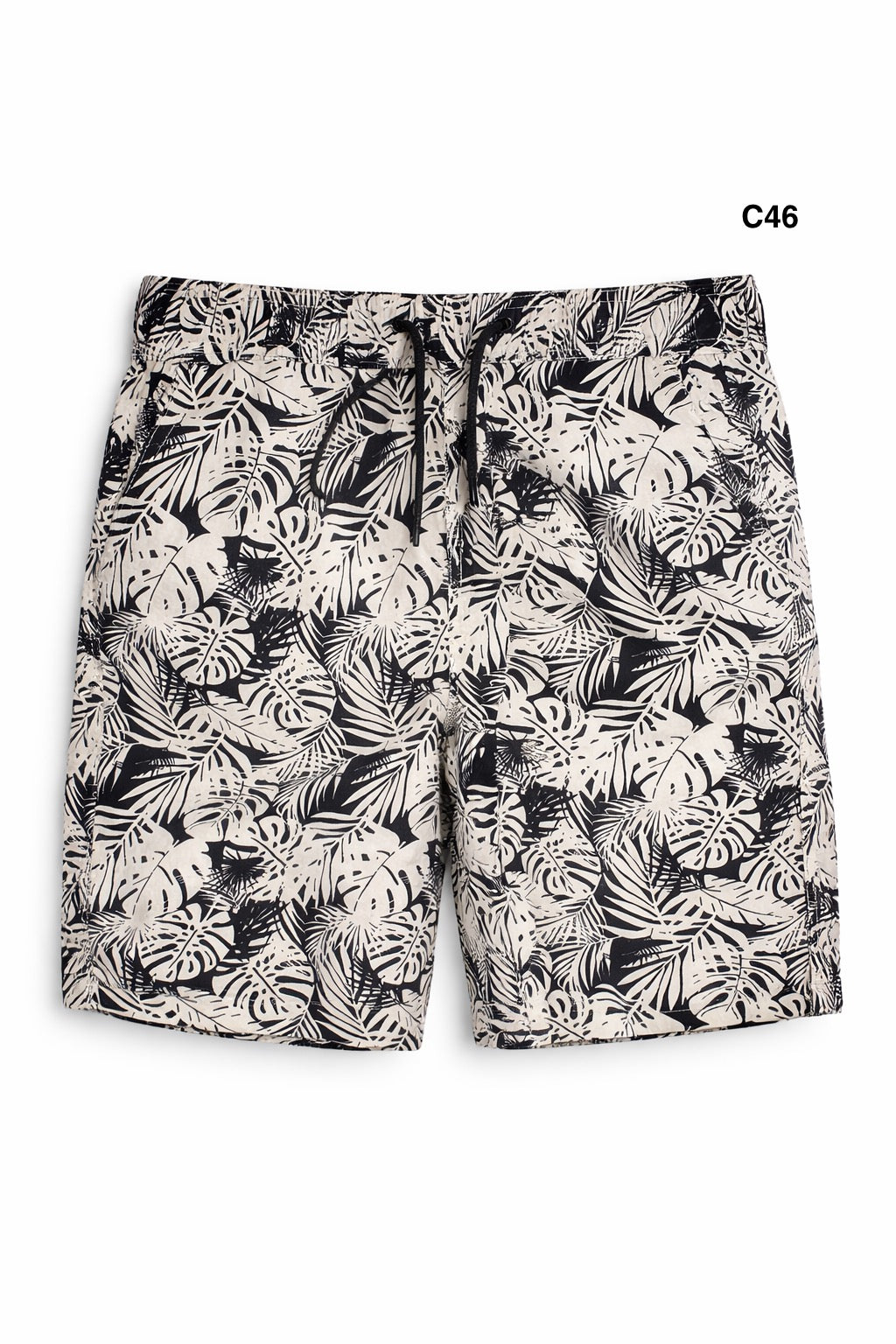 Premium Boys Casual Shorts Black & White Tropical Print-C46