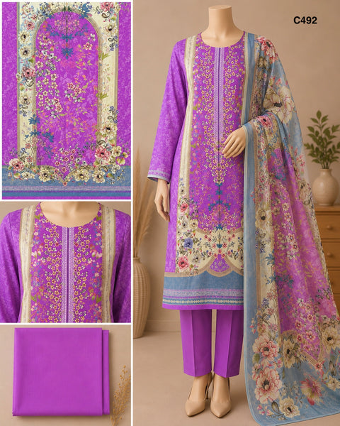 Premium Floral Unready Three Piece-C492