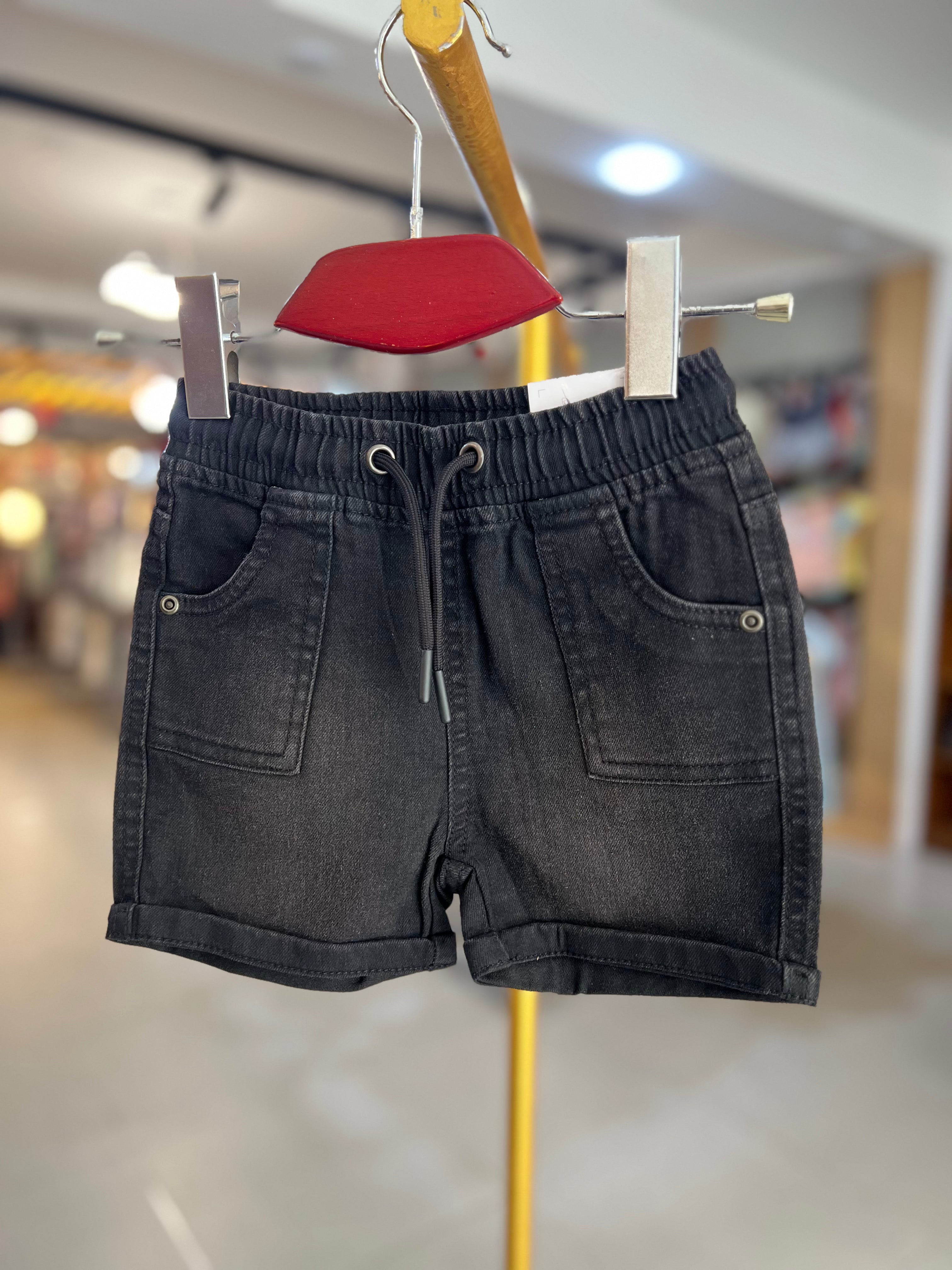 Boys Denim Black Shorts-C75