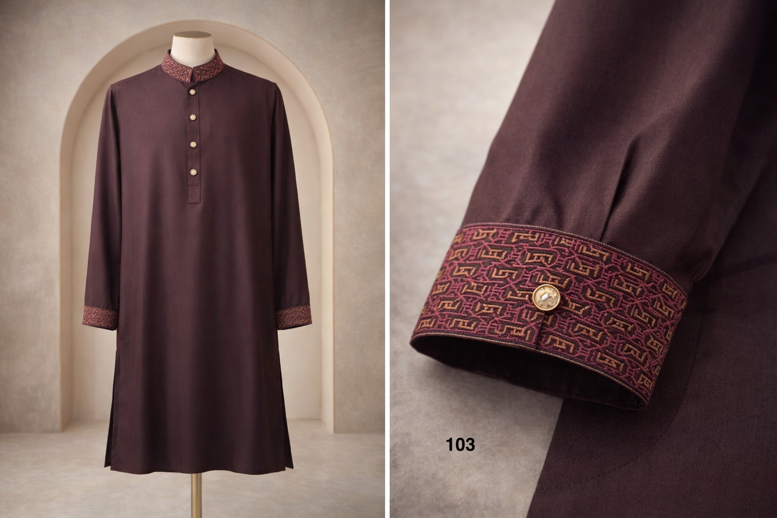 Premium Luxury Embroidered Panjabi with Embroidered Cuffs 103