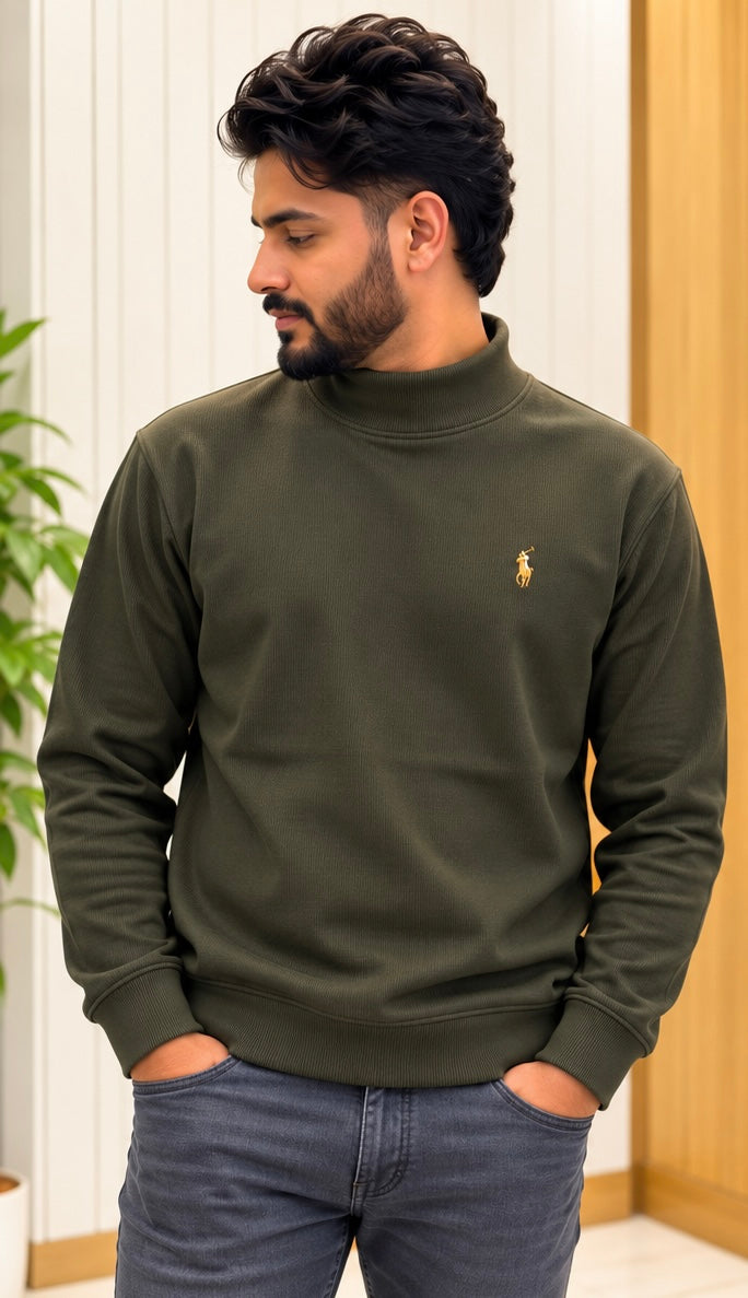 Luxury Winterwear High-GSM Turtleneck- Olive