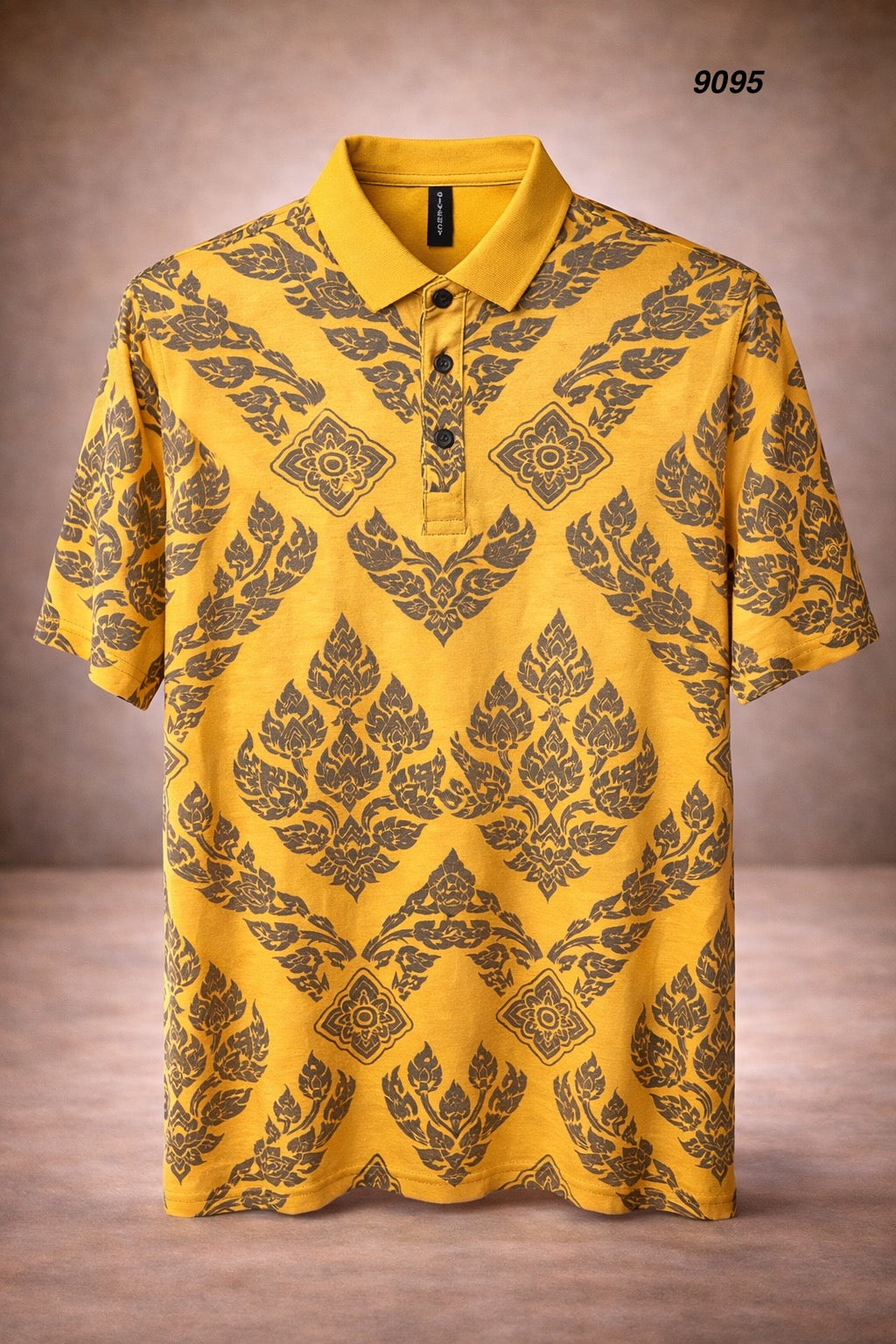 Men’s Premium Solid Polo T-Shirt Yellow black print Soft Stretch Luxury Finish 9095