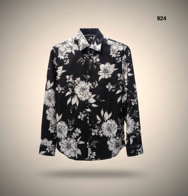 GATSBY Men’s Full Sleeve Casual Shirt BLACK FLC 924