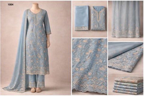 Heavy Embroidered Sequin (Indian) Three Piece C172-Ice Blue