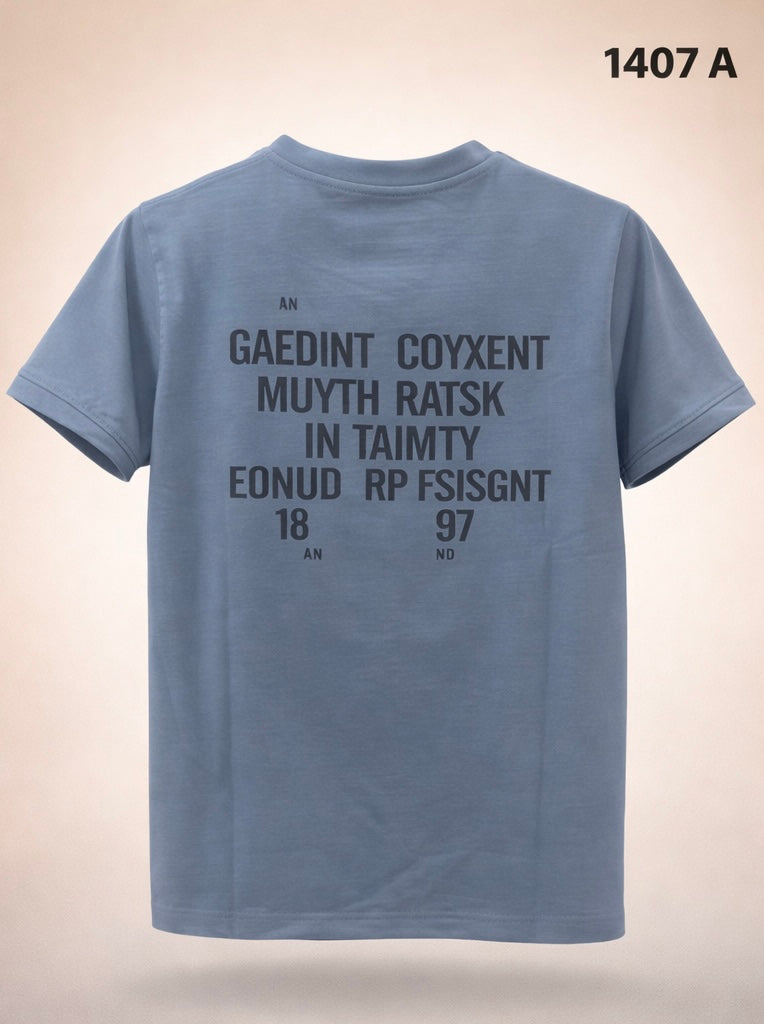 Gatsby Typography Printed T-Shirt for Men – Premium Cotton Regular Fit 1407 A-BABY BLUE