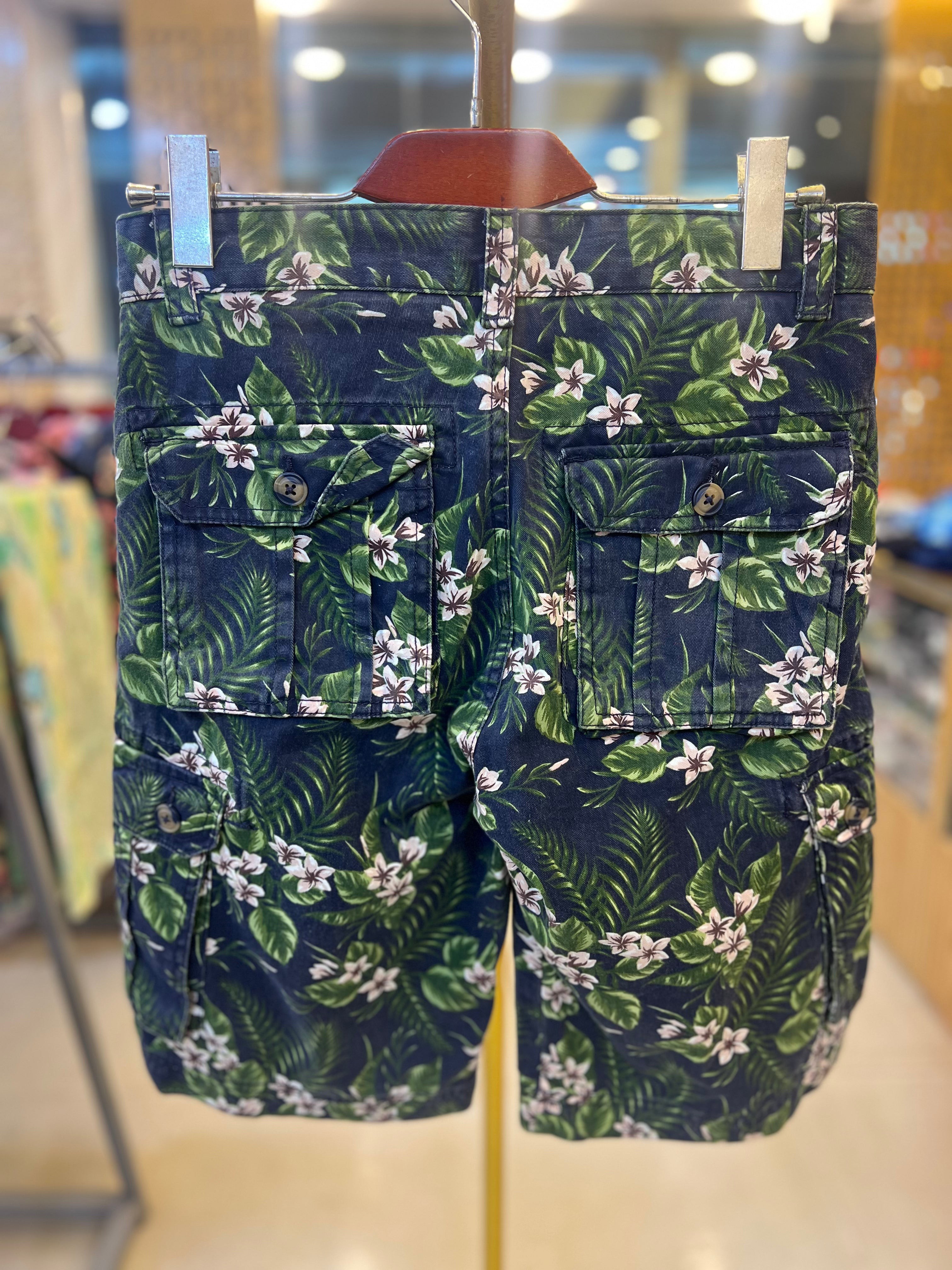 Premium Men’s Casual Shorts Green Floral-C44