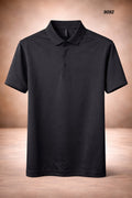 Men’s Premium Solid Polo T-Shirt Black Soft Stretch Luxury Finish 9092