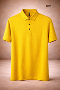 Men’s Premium Solid Polo T-Shirt Yellow Soft Stretch Luxury Finish 9094
