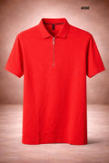 Men’s Premium Solid Polo T-Shirt Red print Soft Stretch Luxury Finish 9096