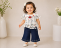 Baby Girls Floral Top & Navy Skirt Set with Belt 256