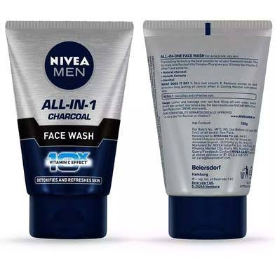 NIVEA Men All-in-1 Charcoal Face Wash – 10X Vitamin C Effect