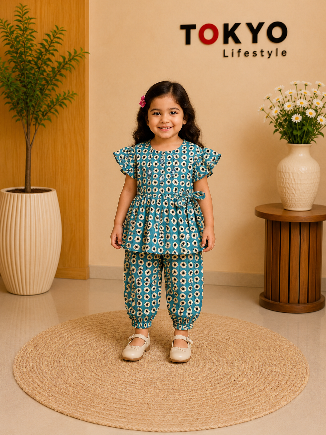 Girls Floral Printed Top & Pant Set (3 Colors) 1890