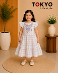 Girls Cotton Frock with Neck Embroidery 20