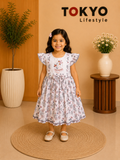 Girls Floral Embroidered Cotton Frock Set 0204