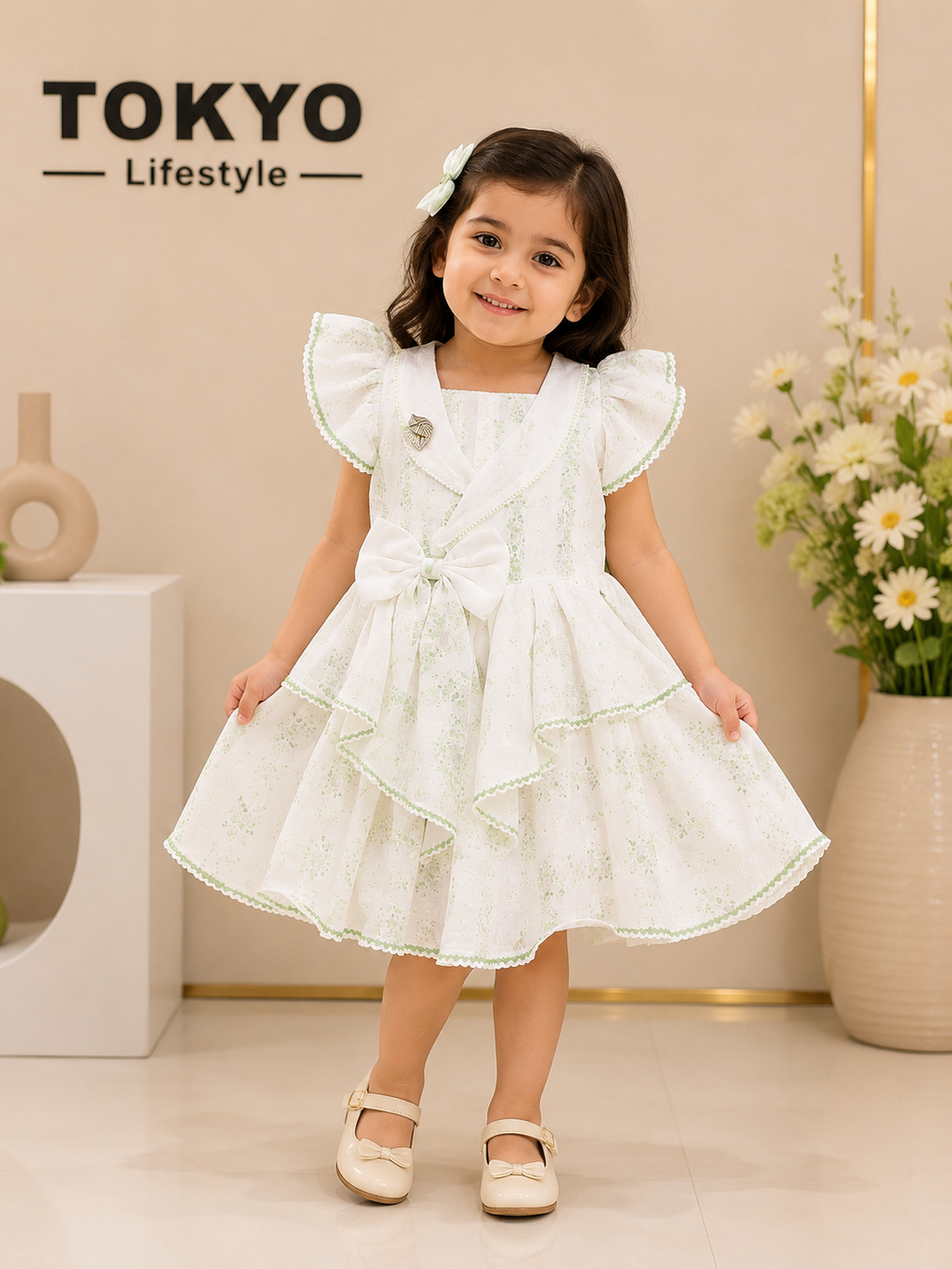 Girls Floral Dress with Bow & Inner Brief 192