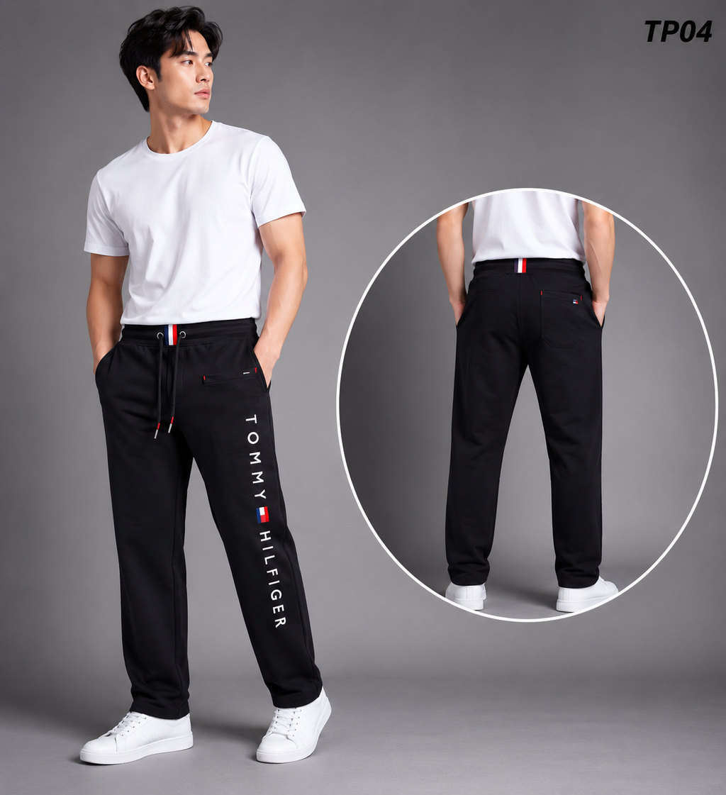 Men's Premium Embroidered Fleece Jogger Pants Black 890 (TP04)