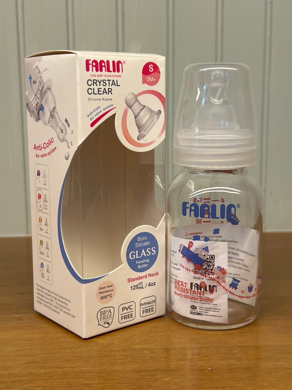 Farlin Glass Feeding Bottle 120ml/4oz - C1014