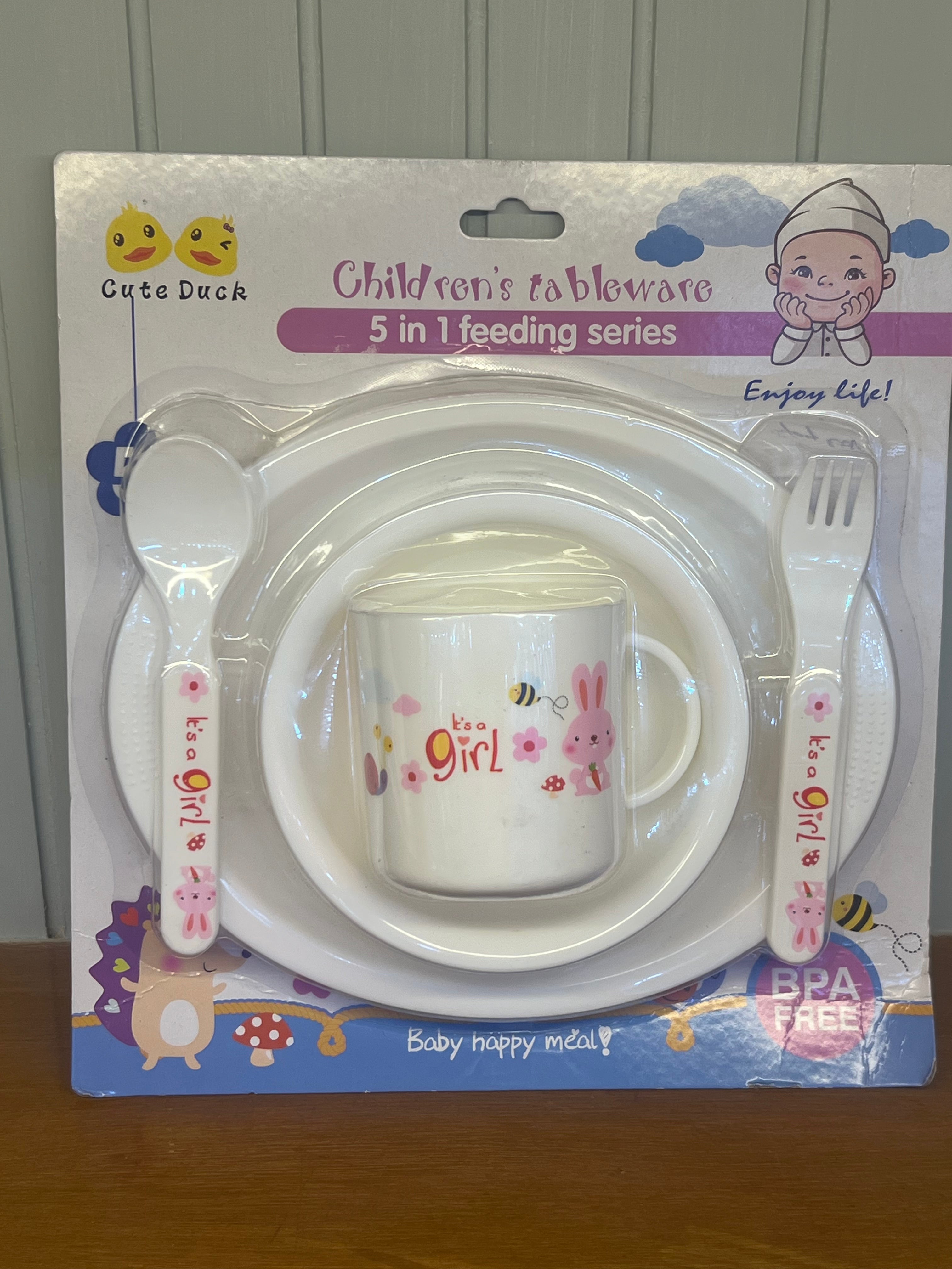 Cute Duck Children’s 5-in-1 Feeding Tableware Set