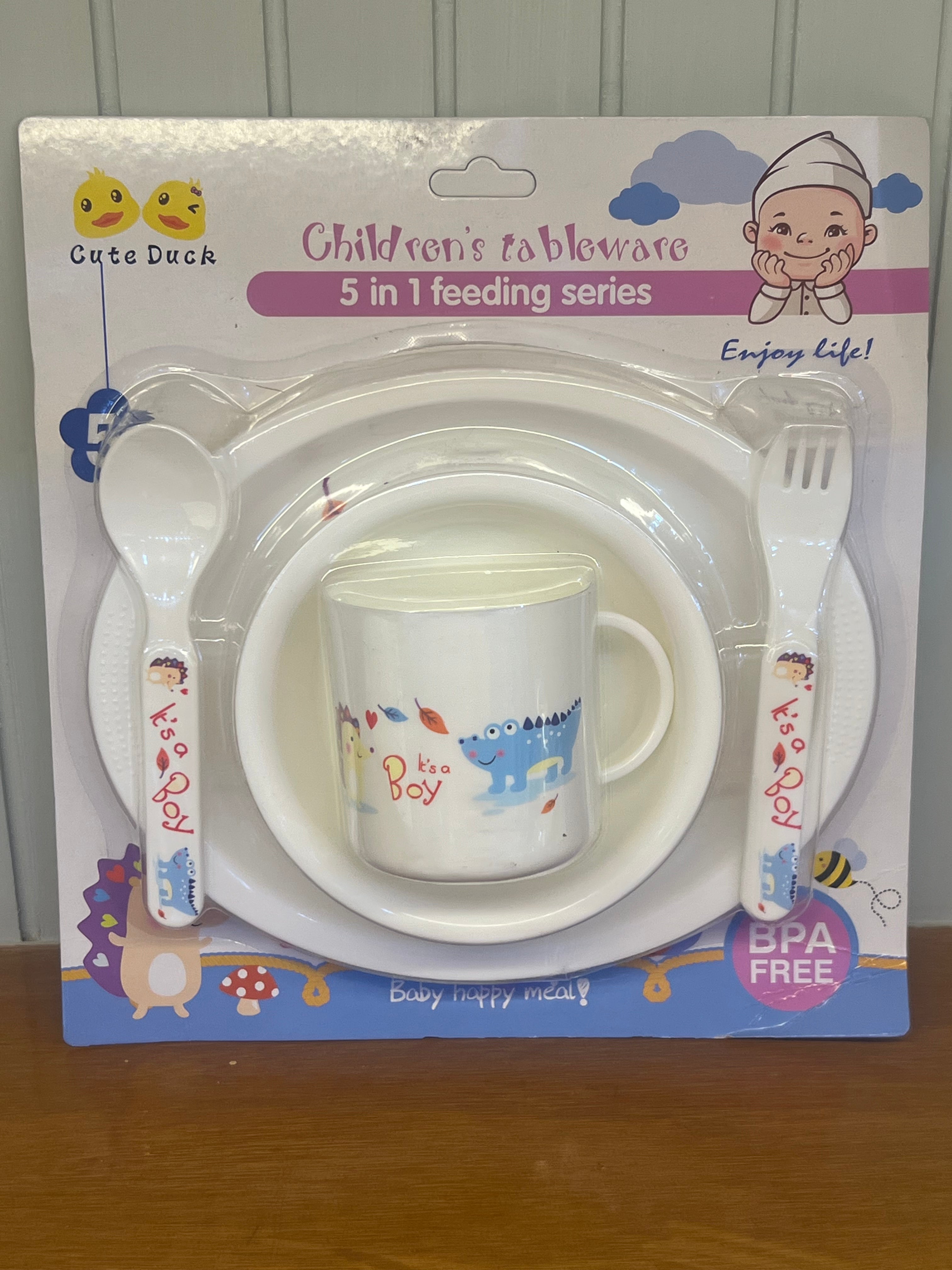 Cute Duck Children’s 5-in-1 Feeding Tableware Set