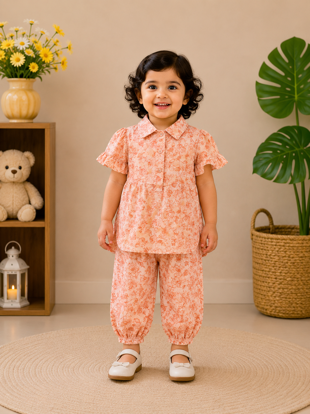 Girls Floral Printed Shirt & Trouser Set 181