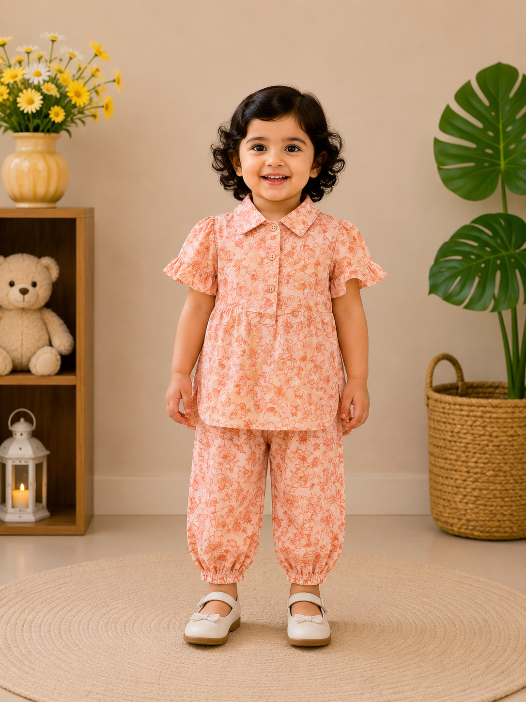 Girls Floral Printed Shirt & Trouser Set 181