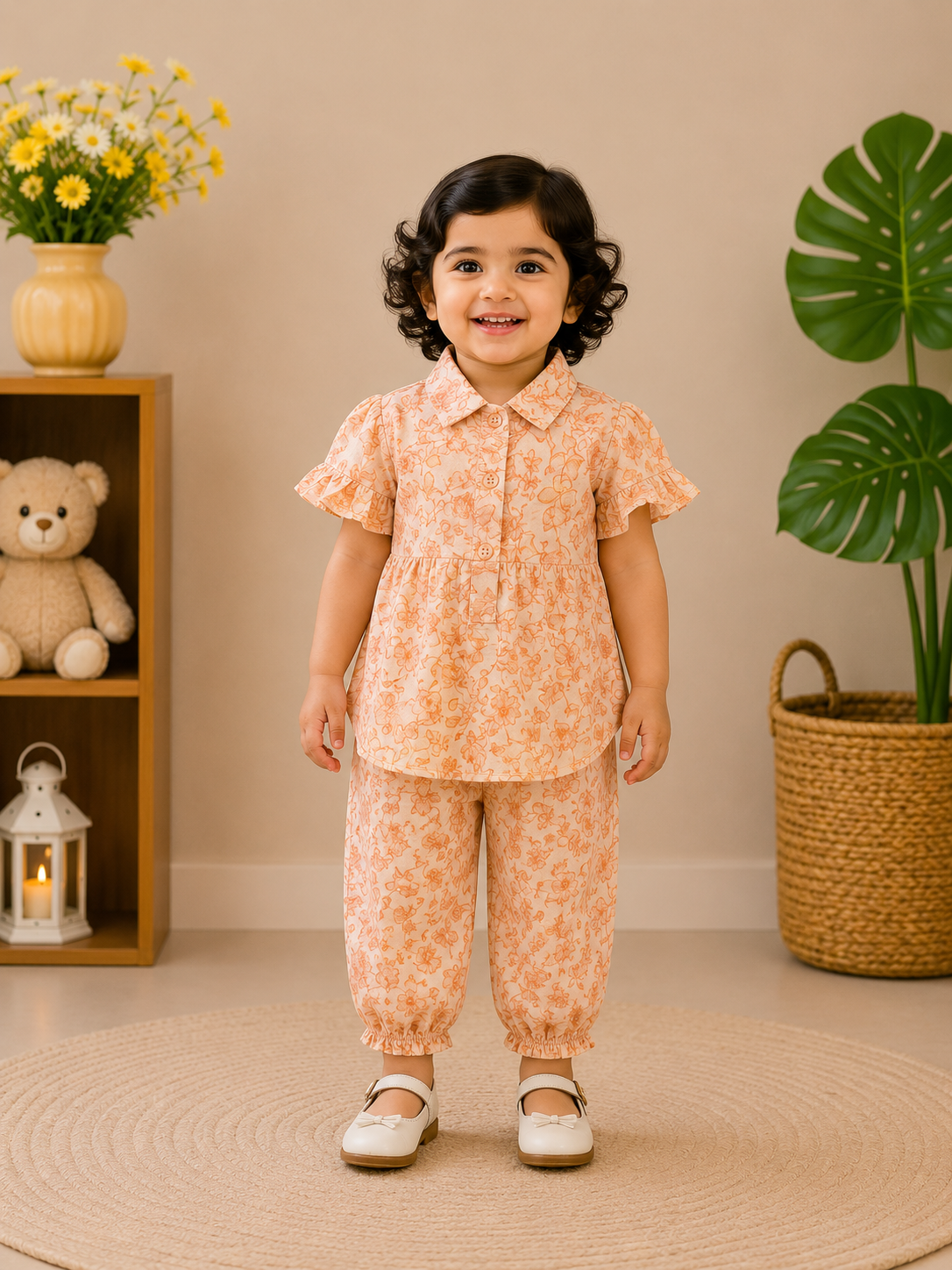 Girls Floral Printed Shirt & Trouser Set 181
