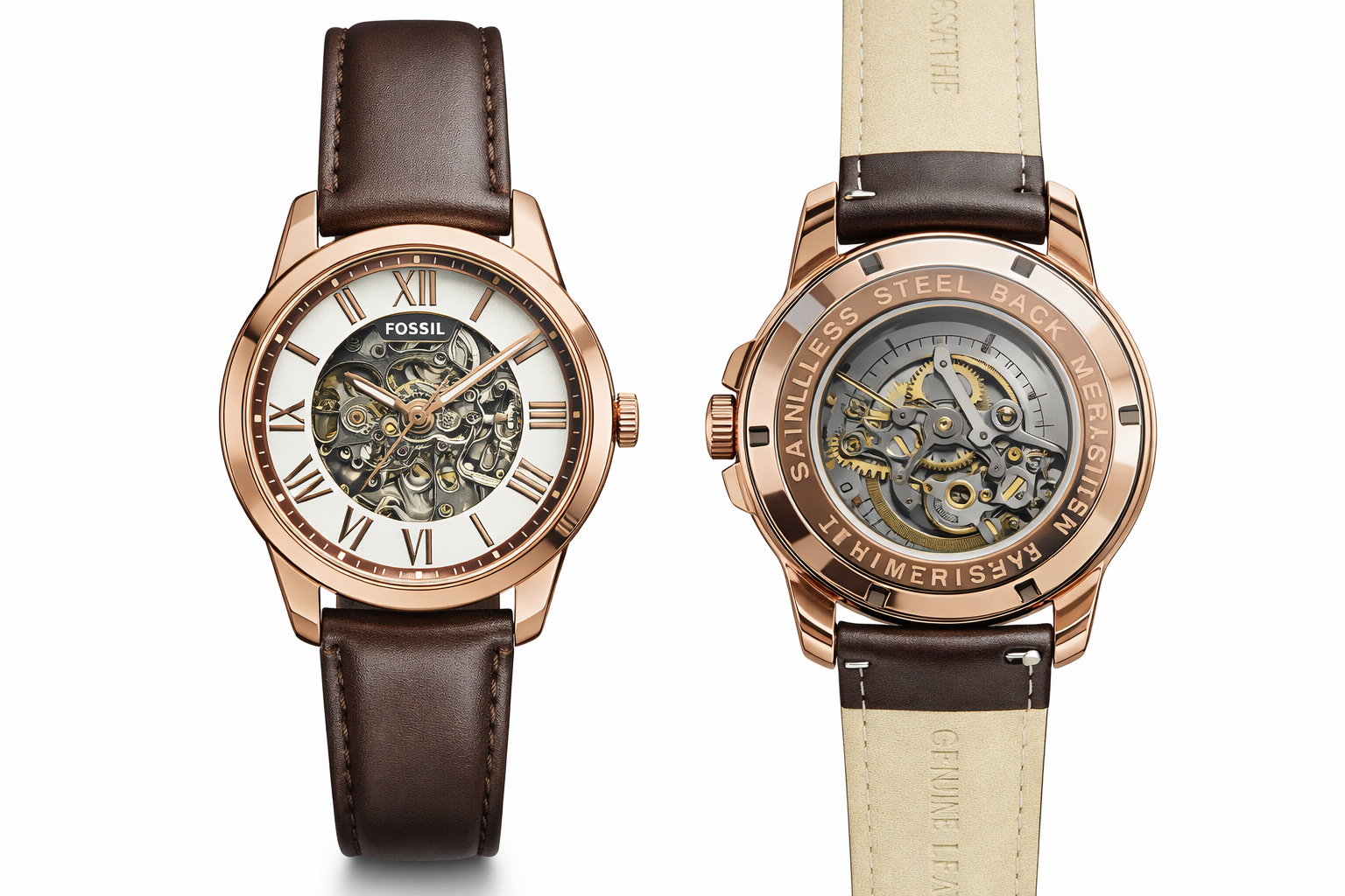 Fossil Men's Automatic Skeleton Watch - Rose Gold 110