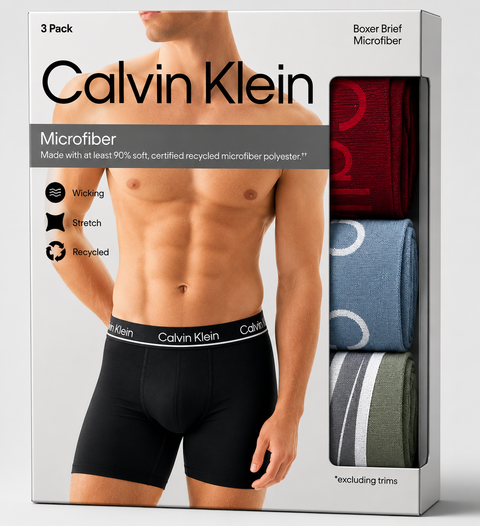 Men's 3-Pack Microfiber Stretch Boxer Briefs – Moisture Wicking