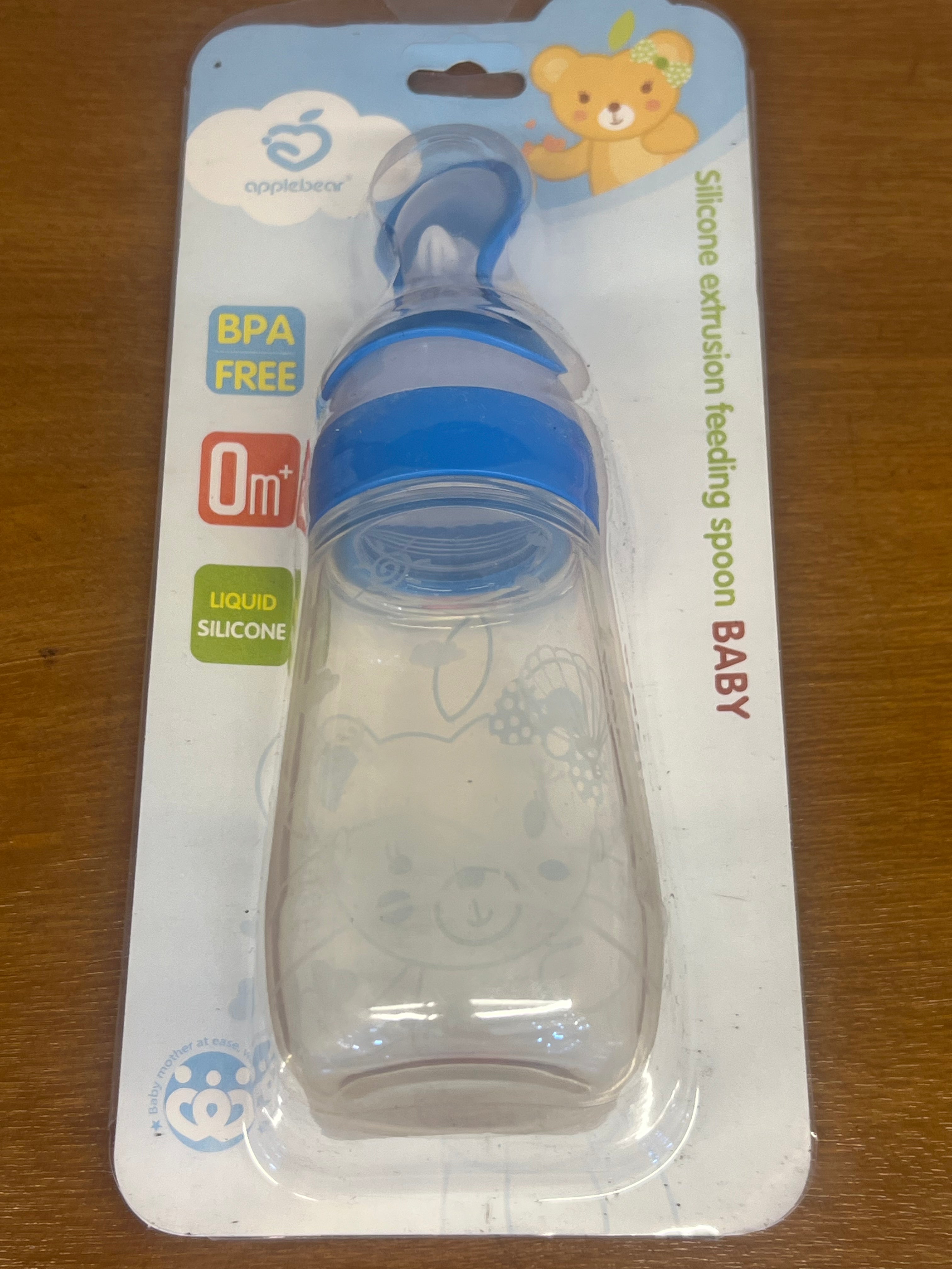 Silicone Baby Feeding Bottle with Spoon (BPA Free, 0+ Months)