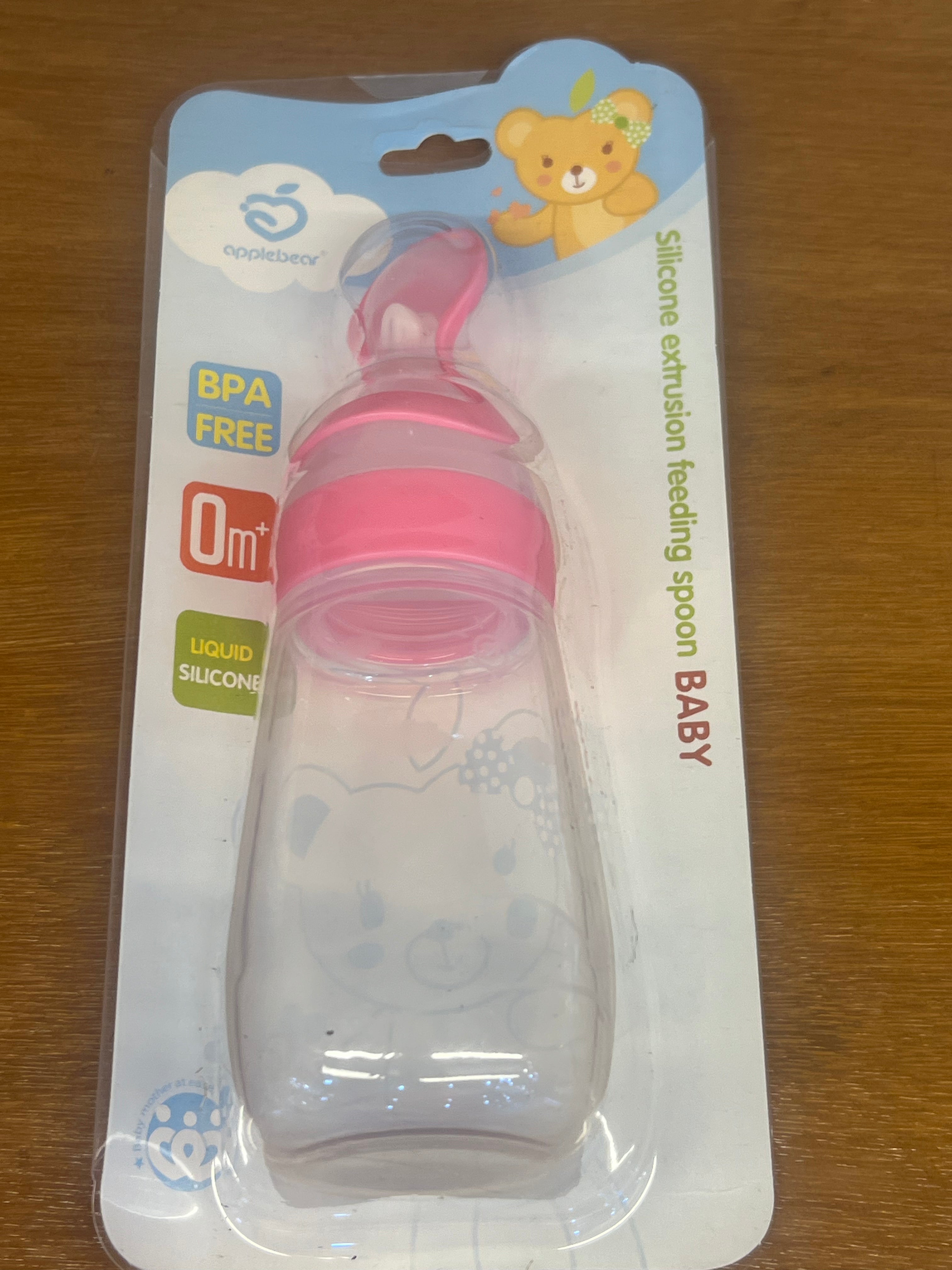 Silicone Baby Feeding Bottle with Spoon (BPA Free, 0+ Months)
