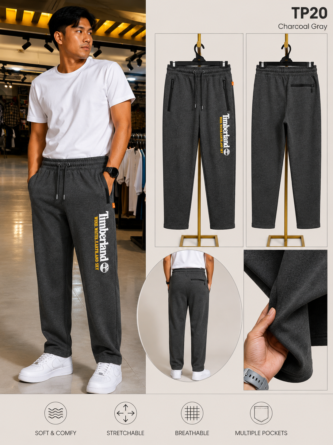 Premium Terry Jogger Pants Charcoal Gray-TP20