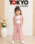Kids Geometric Print Shirt & Pant Co-Ord Set 163