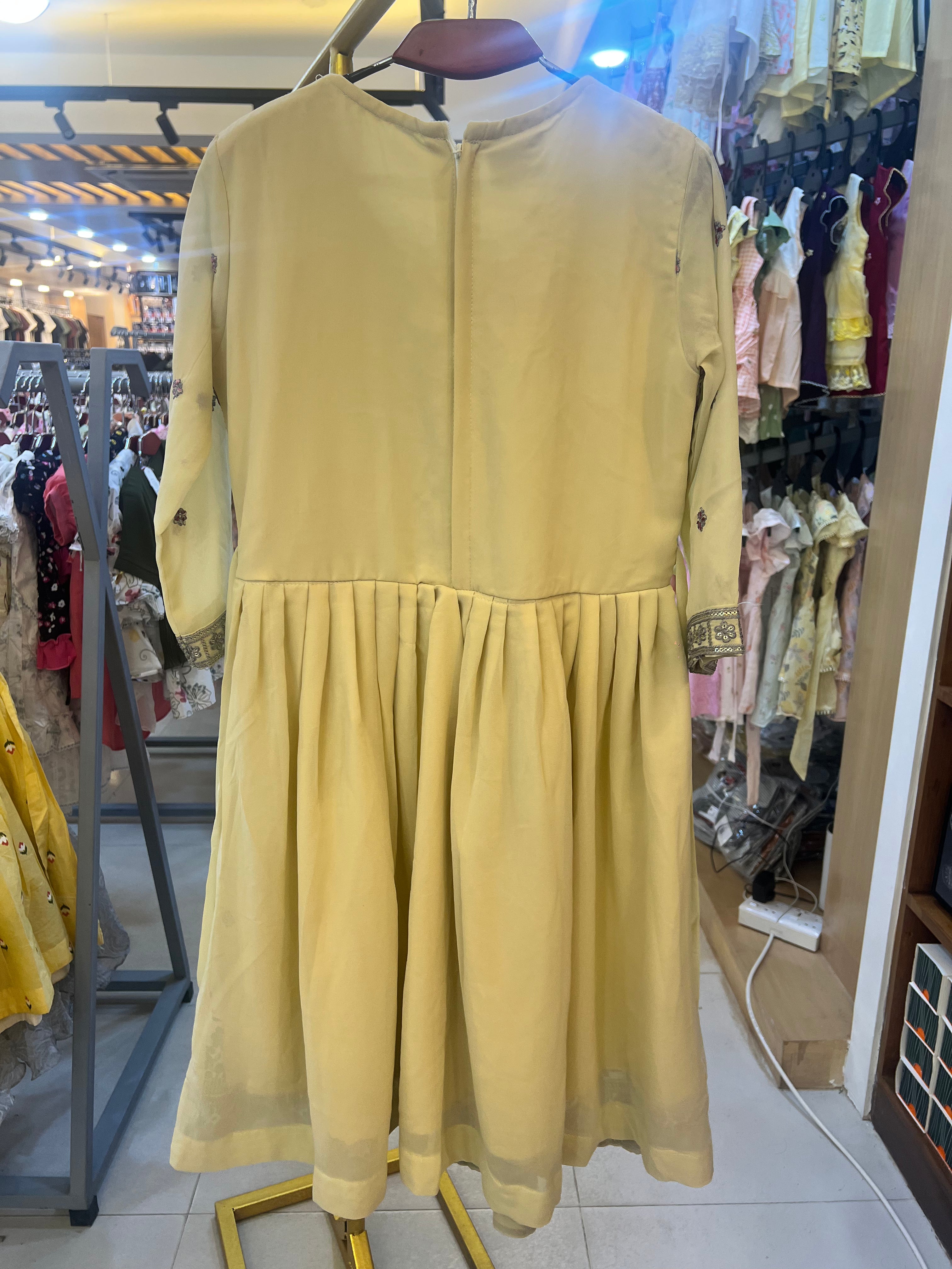 Luxury Girls Embroidered Three Piece Set–Pastel Lemon|GF01
