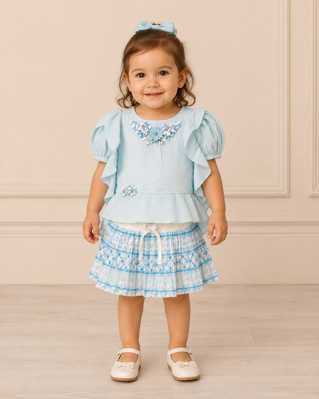 Girls Top & Printed Skirt Set 147