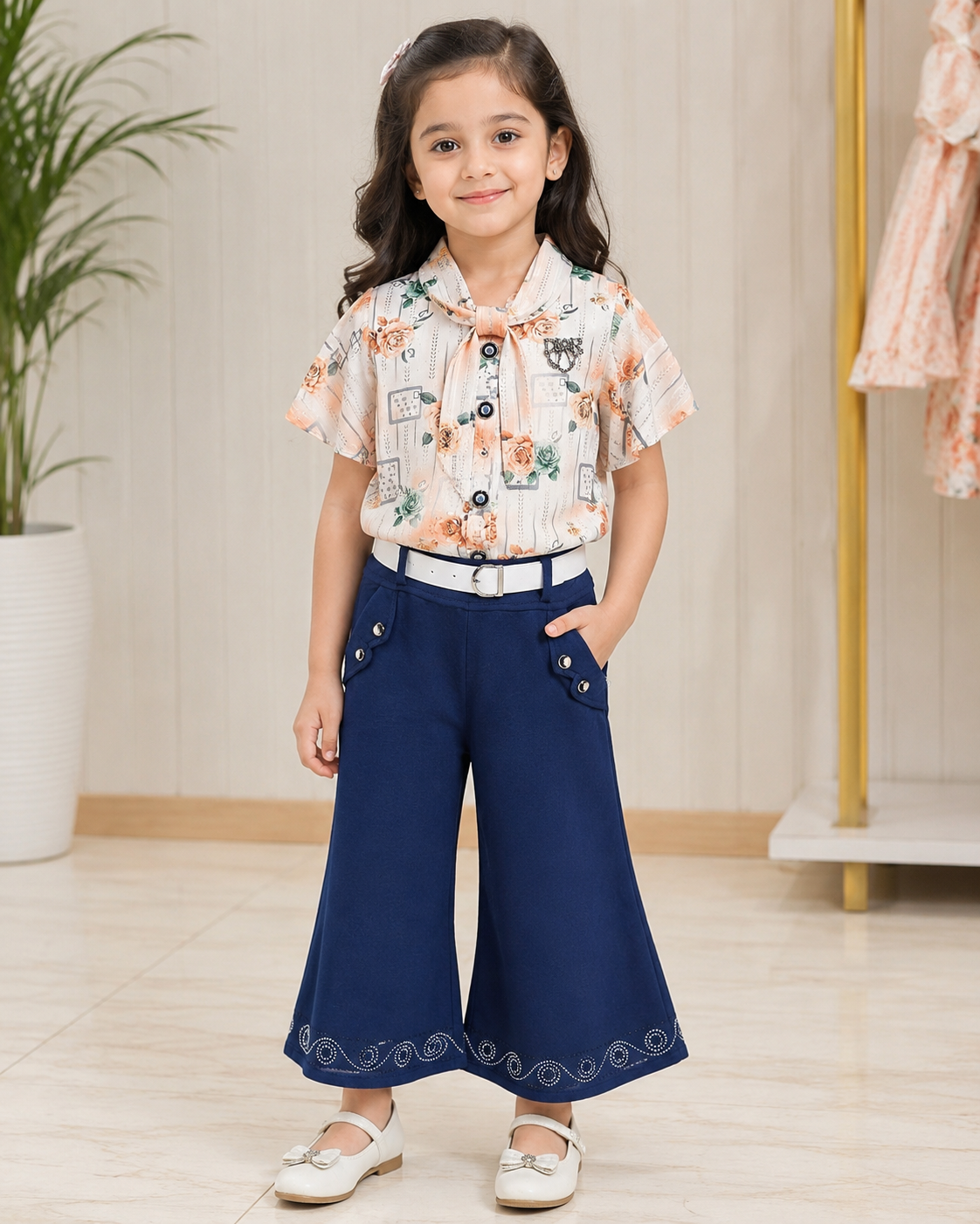 Girls Floral Printed Top & Skirt Set 146