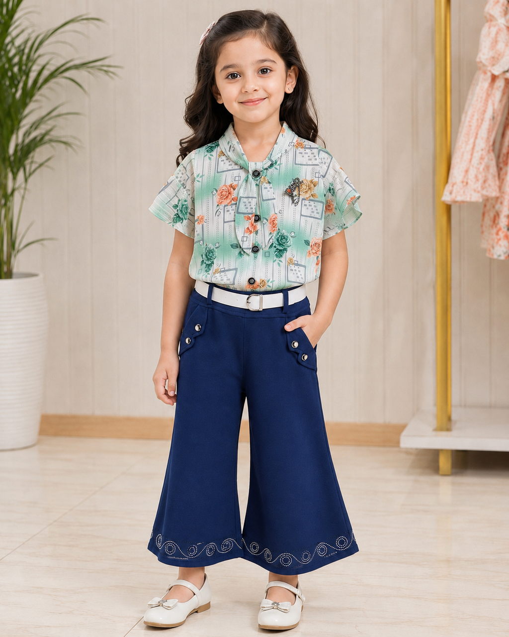 Girls Floral Printed Top & Skirt Set 146