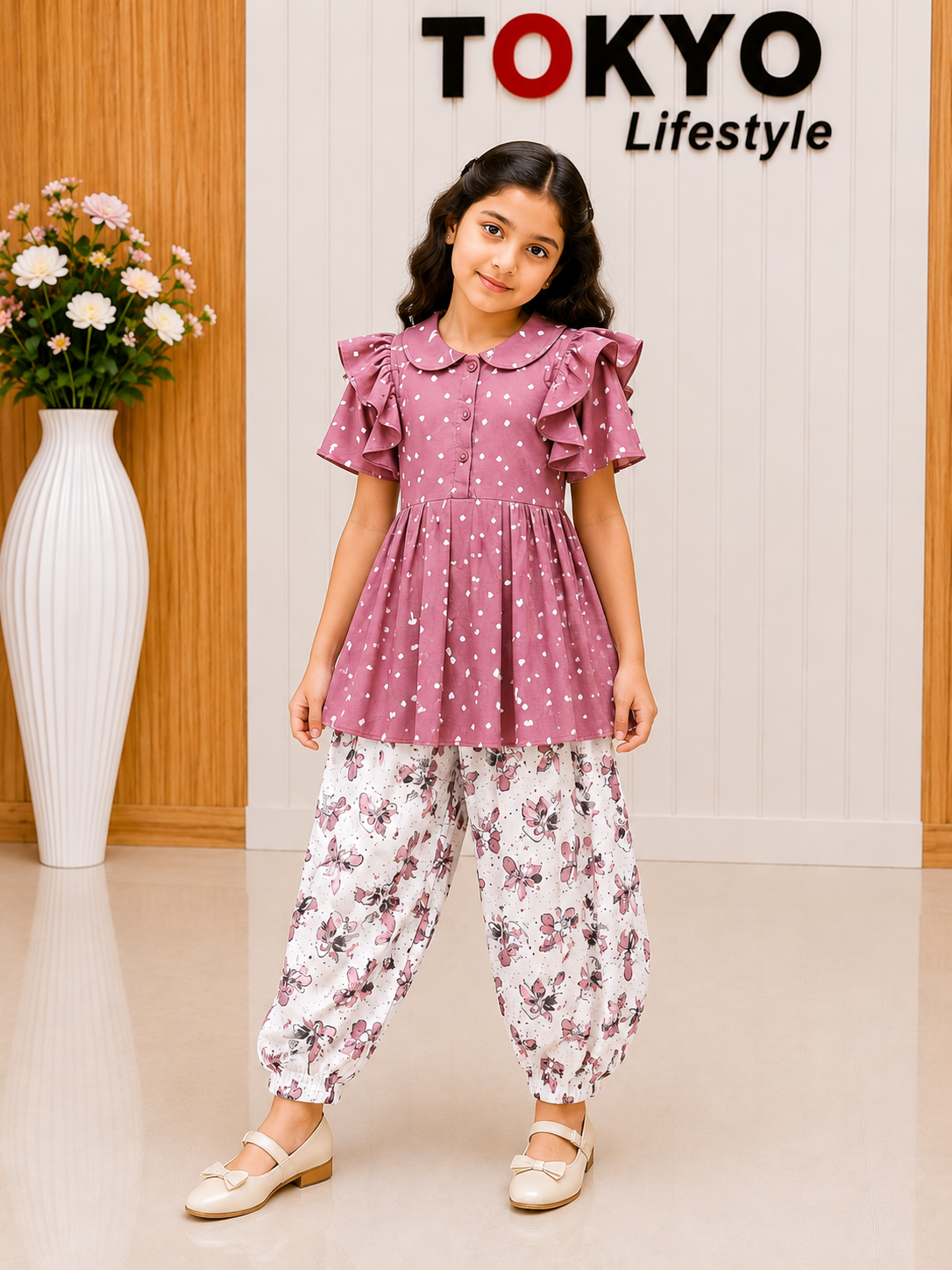 Baby Girls Heart Print Top & Floral Bottom 2-Piece Set..151.